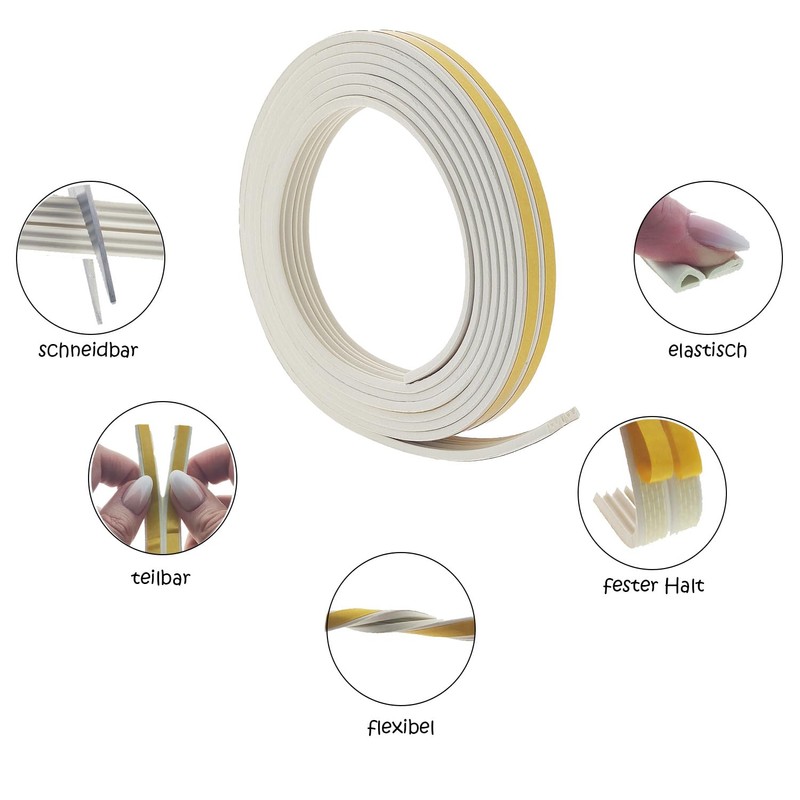 Rubber Seal 2 x 3 m for P-Profiles, White (P-Profile,