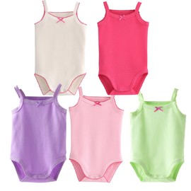 Infant/Toddler Girls Spaghetti Strap Bodysuit Sleeveless Baby Tank Top Cotton One-Pieces Pack of Summer Outfit (2-3T)