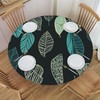 Yeylyn Modern Leaf Round Fitted Tablecloth with Elastic Table Cover