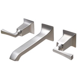 SITGES Bathroom Wall Faucet, Heavy Duty, Brass Constructed Wall Mount Vanity Faucet with Metal Lever Handles, Rough in Valve Included,Matte Brushed Nickel