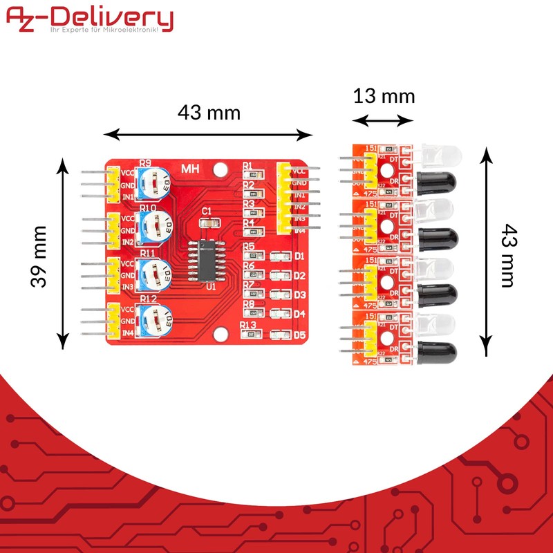 AZDelivery 3 x 4 Channel Infrared Obstacle Sensor with Digital