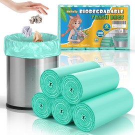 6 Gallon Trash Bags Compostable Green - Heihaily Medium Garbage Bags Strong Thick Bulk 100 Count Biodegradable Unscented for Home and Kitchen Office Liners Waste Basket Can