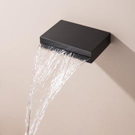 SevenGelok Waterfall Tub Spout Black Tub Spout for Bathtub Faucet 【SUS304 Stainless Steel & Solid Brass】 Bathroom Tub Faucet Replacement High Flow Shower Matte Black Tub Spout Wall Mounted, TS1-BK