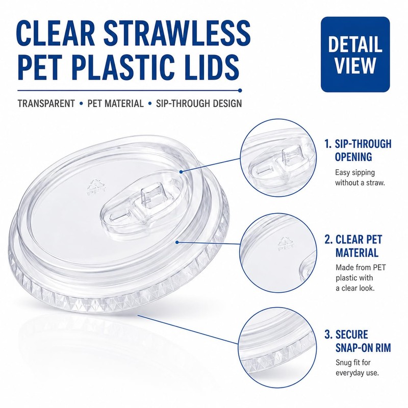 200 Pcs Clear Strawless Plastic Lids Fits for 12, 16,