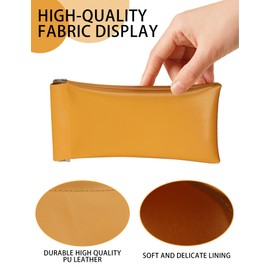 Aiuapaed Soft Glasses Case Pouch Bag - Leather Travel Sunglass Case Squeeze Top Eyeglass Case With Hanging Loop 2 Pack (3PCS-Solid Color)