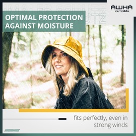 AWHA Souwester, Rain Hat Yellow/Unisex - Waterproof Cap with Wide Brim and Earflaps