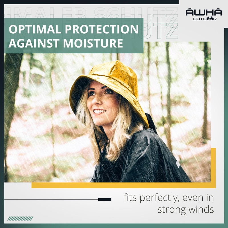 AWHA Souwester, Rain Hat Yellow/Unisex - Waterproof Cap with Wide