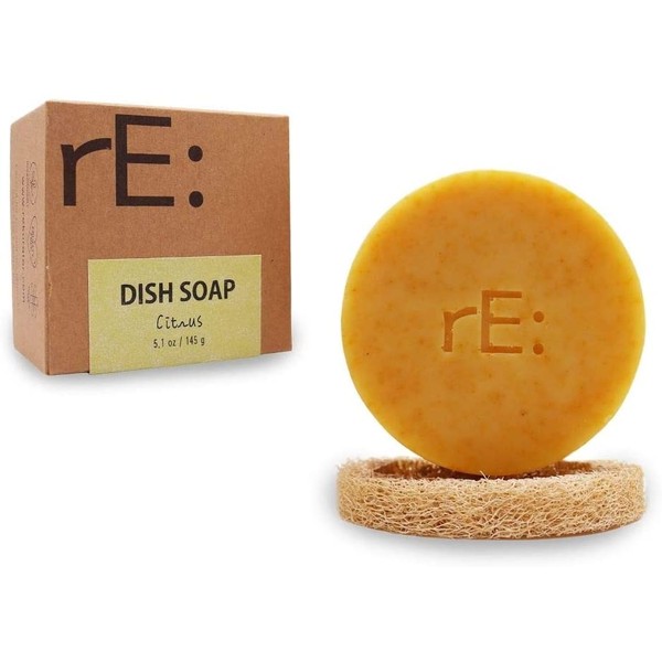 rE: Dish Washing Soap Bar Citrus (Loofah Holder Sponge Included)- Palm Oil Free, eco Friendly, Zero Waste, Plastic Free, Free of Artificial Dyes and Fragrance