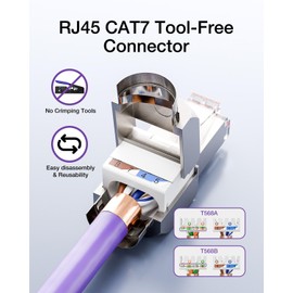 VCELINK CAT7 RJ45 Toolless Connector 6 Pack, Zinc Alloy Shielded Tool Free Ethernet Plug, Up to 10 Gbps, Support 22 to 24 AWG Network Cable (6)