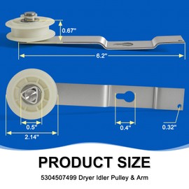 Upgraded 5304507499 131863100 Dryer Idler Pulley Assembly Compatible with Frigidaire CFLE3900UW0 FFLE3900UW0, Dryer Idler Pulley & Arm Replace 131434700 131623300 131623310 131827000 4456548 AP6041641