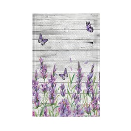 CKHTER Lavender Purple Lilac Butterfly Single Blank Light Switch Cover Decorative Rustic Floral Wall Plate Farmhouse Receptacle Faceplates for Living Room Bedroom Bathroom House