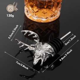 shockassist 2 Pieces Deer Head Wine Pourer Stainless Steel Wine Pourer for Wine Bottles, Oil Bottles and Spice Bottles, Improve Taste, Wine Lovers and Christmas - Silver