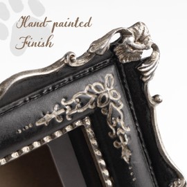 AELS Pet Memorial Picture Frame, Vintage Picture Frame with Photo Slot, Remembrance Gifts for Dog & Cat, Pet Loss Sign, Pet Memorial Collar Frame, Tabletop Wall Hanging, 5x7 Photo Insert, Black Silver