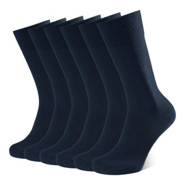 CLOSEMATE 6 Pairs Men's Classic Suit Socks Business Men's Socks Breathable Cotton Seamless and Flexible for Business Wear Casual Wear Black Pattern, 6Navy Blue, 43 - 46
