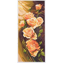 Duftin PA1052 Orange Roses On Aida with Multi-Coloured Floral Printed Cotton Embroidery 47 x 24 x 0.1 cm