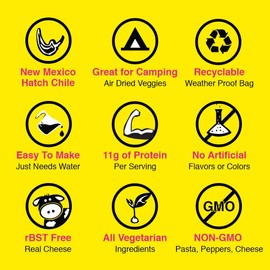 FishSki Real New Mexico Hatch Green Chiles, Cheddar Mac n Cheese (24 x 6oz Packs) 144 Total ounces