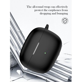 Case for Bowers & Wilkins Pi8 Wireless Earbuds,Soft Protective,Shockproof, BOVUGAC Silicone Case Cover with Keychain & Cleaning Kit & Lanyard-Black