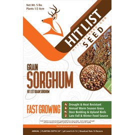 Hit List Seed® Grain Sorghum Food Plot Seeds for Deer [Annual Mix] - Deer Food Plot Seed - Sorghum Seeds for Planting - Deer Plot Seed Mix - 100% Grain Sorghum - Summer & Spring Planting - 5 lbs