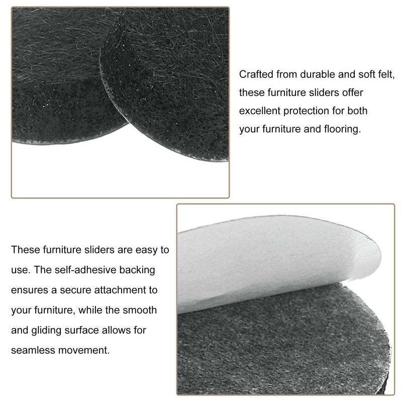 uxcell Furniture Pads, 24Pcs 0.5" - Round Self Adhesive Felt
