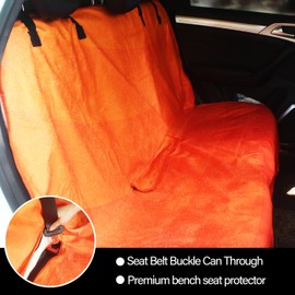 Hirritale Waterproof Back Seat Cover for Dogs and Kids, Car Seat Protector Under Baby Car Seat, Child and Dog Car Seat Cover Blanket for Rear Bench(Orange, Rear Bench Seat Towel)