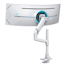 BEWISER Heavy Duty Monitor Arm Ultrawide Monitor Mount for 34-57 inches Screens,Weight Capacity Up to 44 lbs,Full Motion Height Swivel Adjustable Monitor Arm (White)