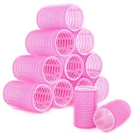 AUEAR, 12 Pack 1.4 Inch Hair Curlers Rollers Self Grip Hair Rollers for Short Hair Women Hairstyle Rose Red