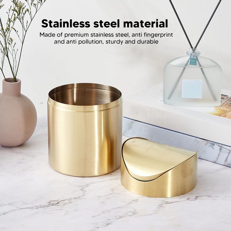 Mini Countertop Trash Can, Stainless Steel Desktop Trash Cans Swing