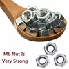 60 Pcs M6 Stainless Steel Nylon Lock Nuts - 304