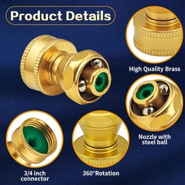 Brass Garden Hose Shut Off Valve with Pressure Adjustable Nozzle Power, Garden Water Hose Shut Off Valve, Garden Hose Nozzle, Water Shut Off Valve, 3/4" GHT Nozzles for Garden Hose, Car Wash