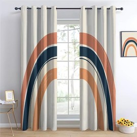 Cortinas opacas minimalistas de estilo bohemio para recámara, 48 pulgadas de largo, 2 paneles de cortinas crema para sala de estar, con ojales, aislamiento térmico, oscurecimiento de habitación