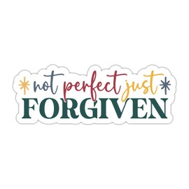 ZURRAM Christian Faith Vinyl Waterproof God Quotes Sticker, Not Perfect Just Forgiven Religious Stickers Decals for Laptop Water Bottle Journaling