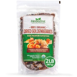 HerbaZest Goldenberries Dried Organic - Healthful & Delicious - Vegan & USDA Certified - 32oz (907g) - Perfect for Snacks, Baked goods, Yogurt, Cereal & Smoothies