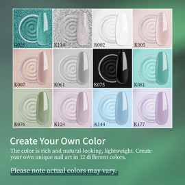 EODCI Nagel Dip Pulver Set, 12 Farben Valentinsnagelkunst Starter Maniküre Salon DIY zu Hause Grün Glitzer Grau Dunkelgrün Hellviolett Keine erforderliche Nagellampe ausgehärtet