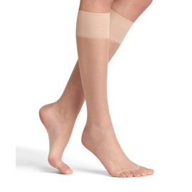 FALKE Women's Shelina Toeless 12 Denier Knee Socks Ultra Transparent Toe-free Shimmering Tear-Resistant Pressure-free Comfort Waistband Fine Soft Material 1 Pair, Nude Crystal 4409, 35 - 38