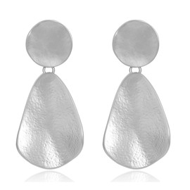 Chunky Silver Drop Dangle Earrings Trendy Statement Earrings for Women Modern Geometric Lightweight Jewelry