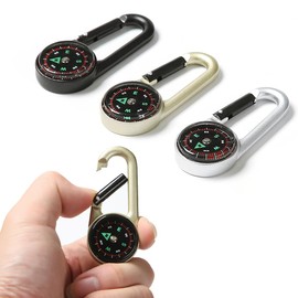 EOYVAIL Compasses Compass Carabiner Keychain Navigation Compass Keychain Mini Carabiner Portable Multifunctional Compass Carabiner (Pack of 3)