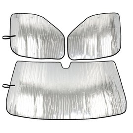 RV Sunshade for Thor Sequence Ram Promaster Chassis, Custom Fit, Made in USA, Interior Cooling and Sunlight Blocking (Front and Side Window Sunshades (Without Rear View Mirror Cutout)