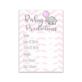 The Little Party Company Baby Shower Games - Pack of 50 Chevron Elephant Pink Prediction Game Cards - Girls Baby Shower, 50 Players/ 50 Guest Game Pack (BSCHEVPP50)