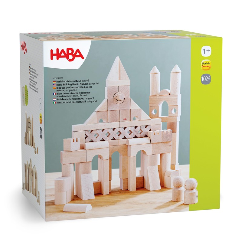 HABA Extra Large Wooden Building Blocks 102 Piece Set: Open-Ended
