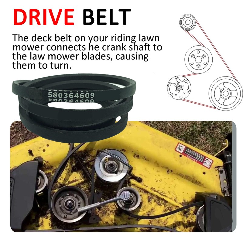 RTPOWER Replaces 580364609 580364605 Mower Belt 3/8"x 63.5" Replacement for