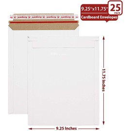 Xxcxpark 25 Pack Rigid Mailers 9.25 x 11.75 inches, Self Seal Photo Document Mailers Premium Cardboard Keep Flat Envelopes for Photos, Pictures, Papers, Files, CD