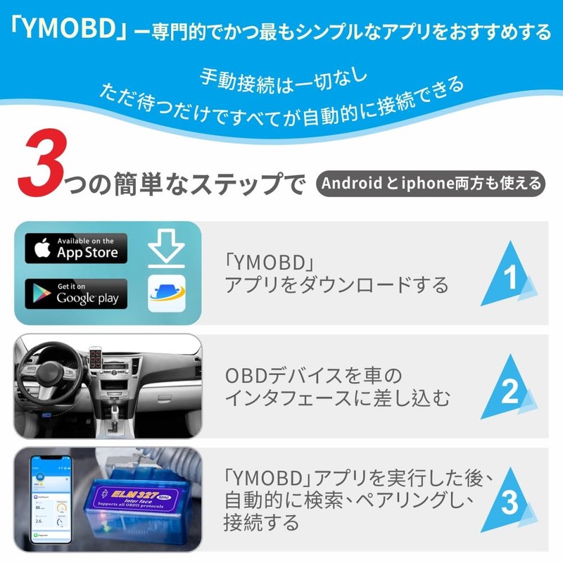 obd2 BLUETOOTH OBD2 Scan Tool, Scanner, Compatible with IOS/Android, obdII
