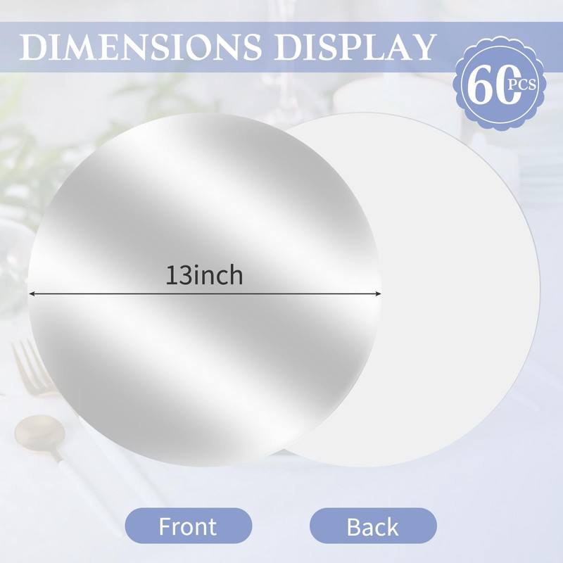 Tomeurperf 60 Pcs Silver Paper Placemats, 13 Inch Disposable Placemat