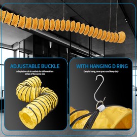 16Inch 16FT PVC Flexible Duct Hose, HVAC Duct Hosing with D-Ring & Ajustable Rope for Utility Blower Fan, Ventilation, Exhaust, Drying, and Cooling Applications (16IN-16FT)