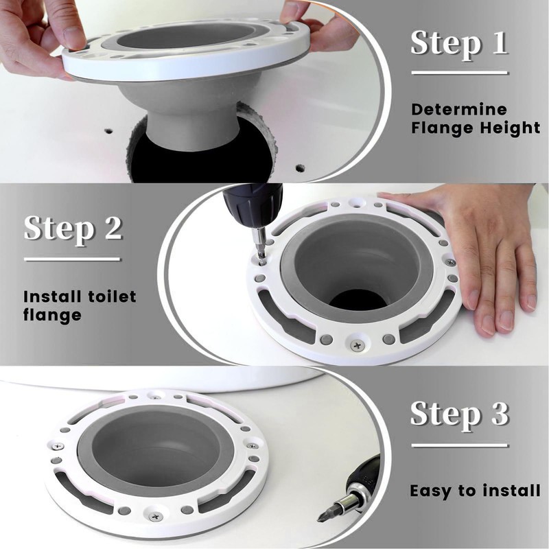 Toilet Flange Silicone and ABS Gray Universal Toilet Flange Replacement