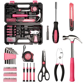 50-Piece Pink Tool Set for Women, Household Small Tool Set with Storage Toolbox for Home Repairs, Hand Tool Kit for College, Dorm, Office