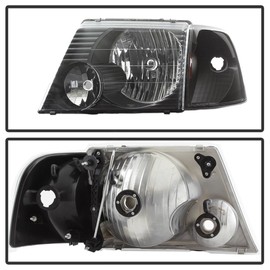 ACANII - For Blk 2002 2003 2004 2005 Ford Explorer Headlights+Corner Signal Lights Driver + Passenger Side
