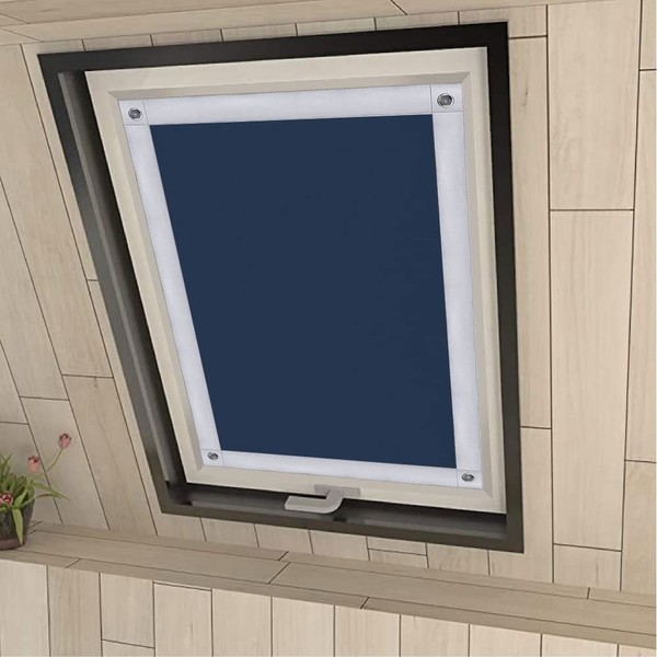 Eurohome 100% Blackout Skylight Roller Blind, No Drilling, Sun Protection,
