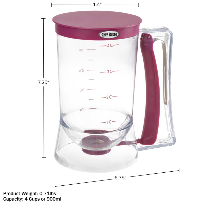 Pancake Batter Dispenser - 4-Cup Batter Dispenser with Squeeze Handle