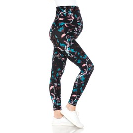 Leggings Depot Women's Maternity Leggings Over The Belly Pregnancy Casual Yoga Tights-R580 (Vine Charm, Medium)
